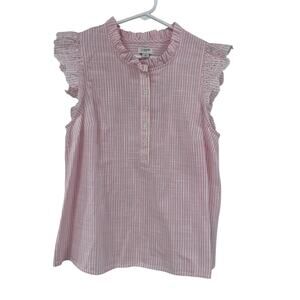 J. Crew Factory Pink Striped Ruffled Sleeveless Top